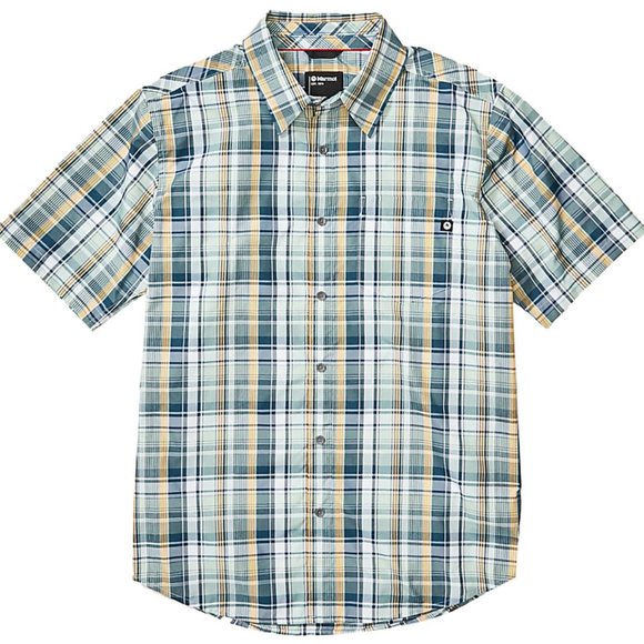 NWT Marmot Lykken Plaid Short-Sleeve Performance Woven Shirt - Crushed Mint - Picture 1 of 7